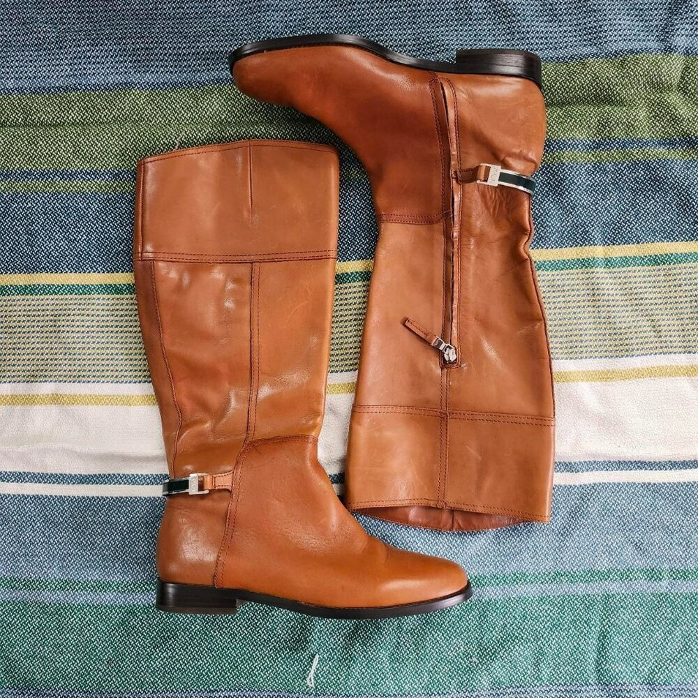 Ralph Lauren Womens Equestrian knee high Leather boots